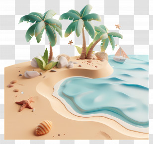 Beach Shore - Animated Tropical Beach With Palms Transparent PNG
