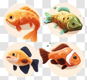 Fish Dishemoji - Cartoon Fish Collection Transparent PNG