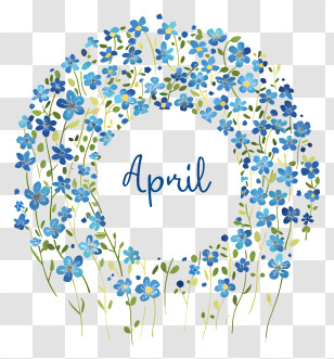 Hello April - April Flowers Wreath Transparent PNG