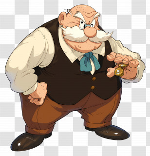 Bud Grouse - Angry Old Man Holding A Coin Cartoon Transparent PNG