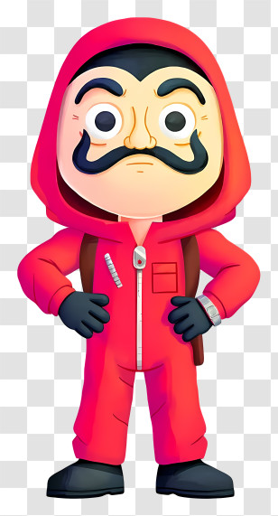 Cartoon Heist - Masked Red-Hooded Character Transparent PNG