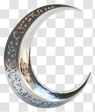 Crescent Moon - Decorative Crescent Moon With Intricate Designs Transparent PNG