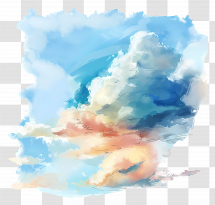 Sky Background - Artistic Sky With Clouds In Watercolor Style Transparent PNG