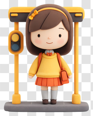 Girl Student At Bus Stop - Schoolgirl Waiting At Bus Stop Transparent PNG