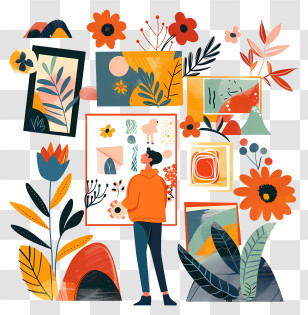 Watching Exhibition - Person Viewing Art In A Gallery Transparent PNG