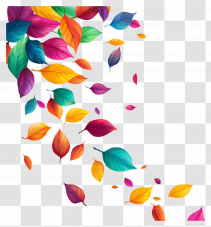 Fluttering Leaves - Bright And Colorful Autumn Falling Leaves Illustration Transparent PNG