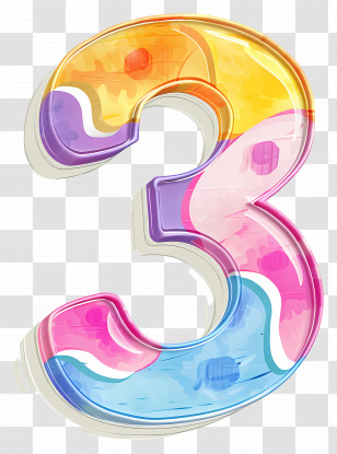Number 3 - Colorful Number 3 Art Transparent PNG