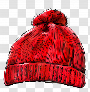 Red Cap - Red Winter Beanie Transparent PNG