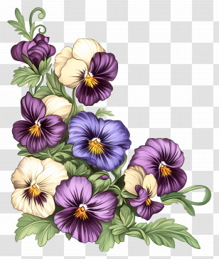 Viola Border - Vibrant Pansy Flowers Transparent PNG