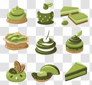 Matcha Dessert - Variety Of Green Pastries Transparent PNG