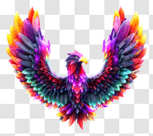 Psychedelic Color - Vibrant Rainbow Phoenix Transparent PNG