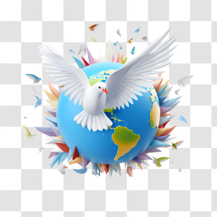 World Day Of Peace
 - Peaceful White Dove With Globe Transparent PNG