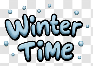 Winter Logo Word - Blue Winter Time Lettering Transparent PNG