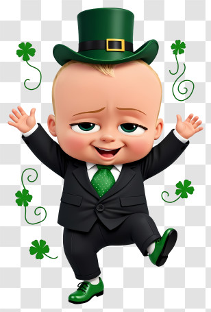 Boss Baby Celebrating Patrick’s Day - Lucky Baby Dancing For St. Patrick's Day Transparent PNG