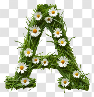 Floral Letter A - Nature Inspired Grass Letter A With Flowers Transparent PNG