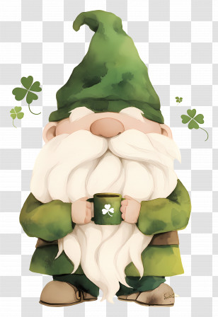 St Patricks Day Gnome - Green Gnome With Mug Illustration Transparent PNG