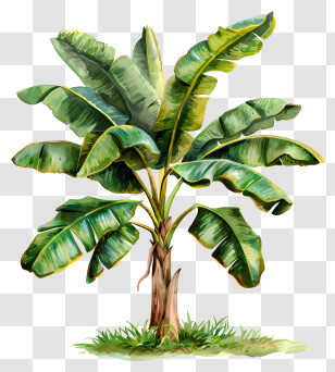 Banana Tree - Tropical Banana Plant Illustration Transparent PNG