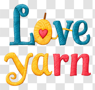 I Love Yarn Day - Love Yarn Text With Heart Transparent PNG