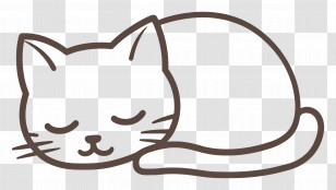 Cat Icon - Sleeping Cat Sketch Illustration Transparent PNG