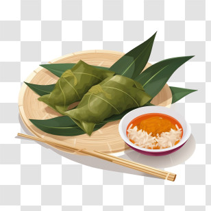 Asian Food - Traditional Sticky Rice Dish Served On Banana Leaf Transparent PNG