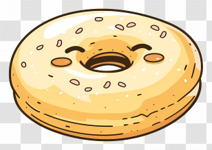 Smiling Cartoon Bagel - Smiling Cartoon Bagel Illustration Transparent PNG