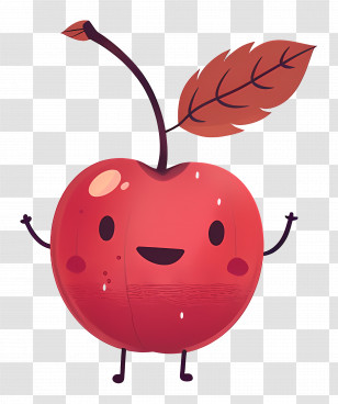 Cute Cherry - Playful Smiling Cherry Illustration Transparent PNG