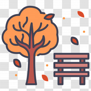 Autumn Tree - Tree And Bench In Autumn Transparent PNG