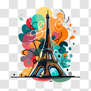 Paris - Colorful Eiffel Tower Illustration Transparent PNG