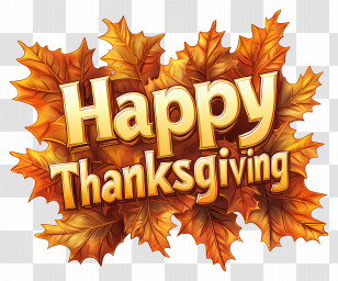Happy Thanksgiving - Happy Thanksgiving Greeting With Autumn Leaves Transparent PNG