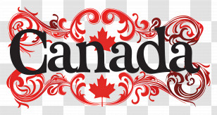 Canada Day - Canada Decorative Lettering With Maple Leaf Transparent PNG
