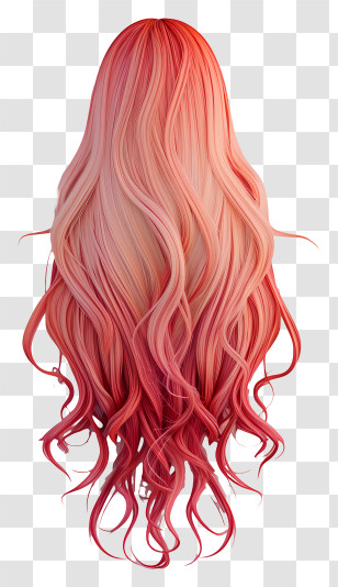 Long Hair Wig - Long Wavy Pink Hair Transparent PNG