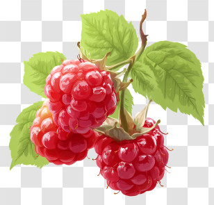 Raspberry - Raspberries On A Branch Transparent PNG
