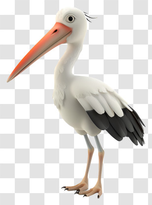 Stork - Cartoon Stork In Fun Design Transparent PNG