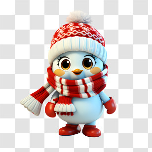 Christmas Doll - Cute Snowman With Winter Hat And Scarf Transparent PNG