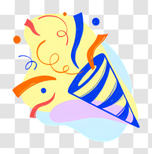 Birthday Cake - Colorful Party Popper With Confetti Transparent PNG