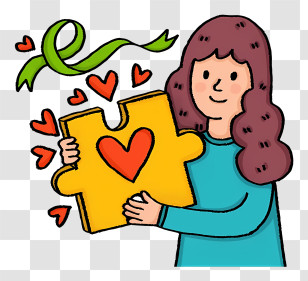 Jigsaw Puzzle - Woman Holding A Heart Puzzle Piece With Ribbon Transparent PNG