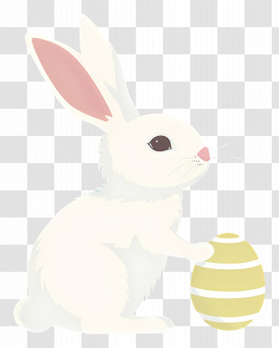 Cute Rabbit - White Rabbit With Easter Egg Transparent PNG