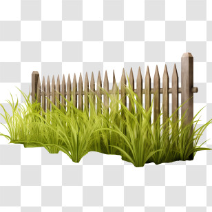 Wooden Garden Fence - Wooden Fence With Grass Transparent PNG