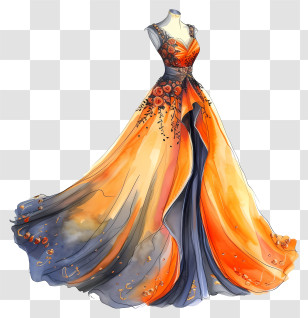 Dress Day - Elegant Watercolor Style Gown Transparent PNG
