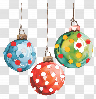 Polka Dot Ball Ornaments - Colorful Christmas Tree Ornaments Transparent PNG