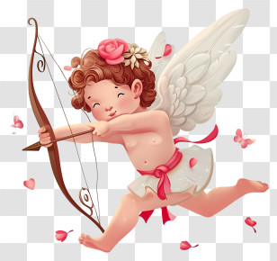 Vector Draw Character Design - Cupid With Bow And Arrow Transparent PNG