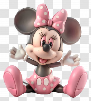 Mouse Minnie Rosa - Cartoon Mouse With Pink Bow Illustration Transparent PNG
