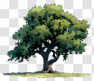 Oak Tree - Majestic Oak Tree Nature Illustration Transparent PNG