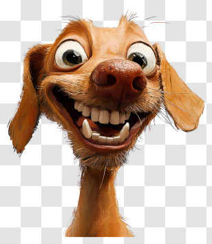 Quirky Dog - Smiling Cartoon Dog With Big Eyes Transparent PNG