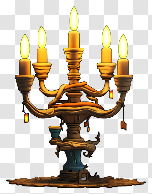Candle Holder - Antique Candelabra With Burning Candles Transparent PNG