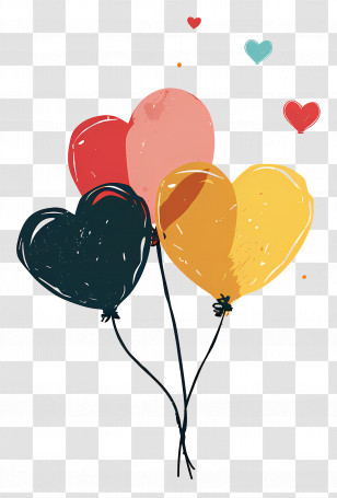 Balloons - Colorful Heart-Shaped Balloons Illustration Transparent PNG