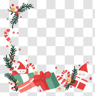 Christmas Corner - Christmas Gifts With Elves And Candy Canes Transparent PNG