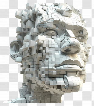 Man Face - Pixelated Head With Blocky Design Transparent PNG