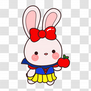 Cute Bunny - Cartoon Rabbit With Apple Transparent PNG