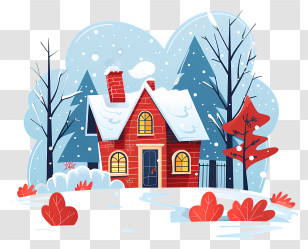 Winter Country House - Winter Landscape With Cozy Snow-Covered House Transparent PNG